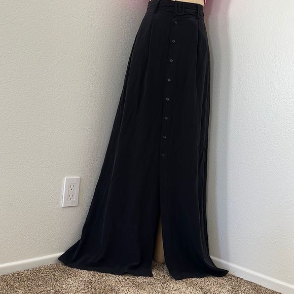L’Agence Bendetta Silk Maxi Skirt in Black Size S - Picture 4 of 12